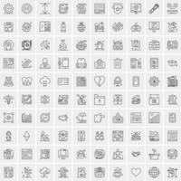 paquete de 100 iconos de líneas universales para móviles y web vector