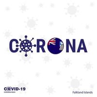 islas malvinas coronavirus tipografía covid19 bandera del país quédese en casa manténgase saludable cuide su propia salud vector