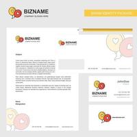 Love balloons Business Letterhead Envelope and visiting Card Design vector template