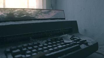 Bad typewriter. It has many traces of cobwebs and spider webs video