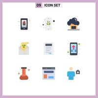 9 Universal Flat Color Signs Symbols of greeting mail safe e data Editable Vector Design Elements