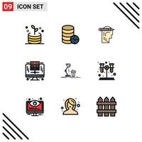 paquete de iconos de vector de stock de 9 signos y símbolos de línea para el diseño de elementos de diseño de vector editables de computadora de base de datos de servidor de diseño