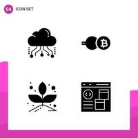 Glyph Icon set Pack of 4 Solid Icons isolated on White Background for responsive Website Design Print and Mobile Applications Creative Black Icon vector background