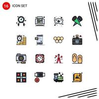 16 Creative Icons Modern Signs and Symbols of coins business cap top lights Editable Creative Vector Design Elements