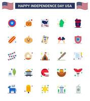 25 Flat Signs for USA Independence Day juice alcohol flag desert flower Editable USA Day Vector Design Elements