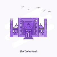 SHER DAR MADRASAH Landmark Purple Dotted Line skyline vector illustration