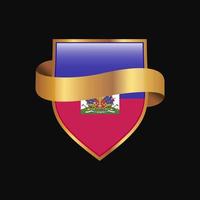 Haiti flag Golden badge design vector