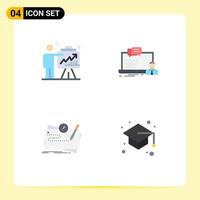 Set of 4 Modern UI Icons Symbols Signs for arrow chat efforts course map Editable Vector Design Elements