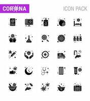 Coronavirus Awareness icon 25 Solid Glyph icons icon included hospital virus bottle bomb wash viral coronavirus 2019nov disease Vector Design Elements