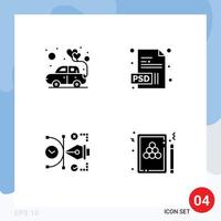 4 Solid Glyph concept for Websites Mobile and Apps car art romance psd editable Editable Vector Design Elements