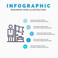 logrado lograr el icono de la línea de la bandera del hombre de negocios con 5 pasos de fondo de infografía de presentación vector