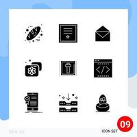 User Interface Pack of 9 Basic Solid Glyphs of corss facility stamp beauty open Editable Vector Design Elements
