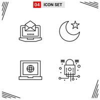 4 Icons Line Style Grid Based Creative Outline Symbols for Website Design Simple Line Icon Signs Isolated on White Background 4 Icon Set Creative Black Icon vector background