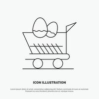 Cart Trolley Easter Shopping Line Icon Vector