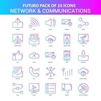 25 Blue and Pink Futuro Network and Communication Icon Pack vector