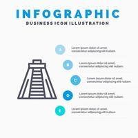 Chichen Itza Landmark Monument Blue Infographics Template 5 Steps Vector Line Icon template