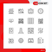 Pack of 16 creative Outlines of tool devices gossip device time Editable Vector Design Elements