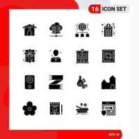 Universal Icon Symbols Group of 16 Modern Solid Glyphs of present box internet business planning accounts plan Editable Vector Design Elements