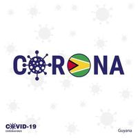 Guyana Coronavirus Typography COVID19 country banner Stay home Stay Healthy Take care of your own health vector