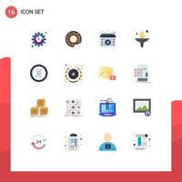 Group of 16 Modern Flat Colors Set for hamburger app date training education Editable Pack of Creative Vector Design Elements