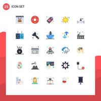 25 Thematic Vector Flat Colors and Editable Symbols of mechanical sun symbols light tag Editable Vector Design Elements