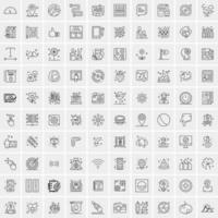 paquete de 100 iconos de líneas universales para móviles y web vector