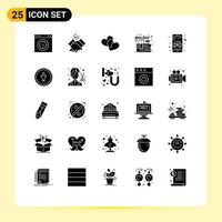 25 User Interface Solid Glyph Pack of modern Signs and Symbols of service delivery favorites knowledge content Editable Vector Design Elements