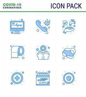 COVID19 corona virus contamination prevention Blue icon 25 pack such as hygiene safety protect tissue cleaning viral coronavirus 2019nov disease Vector Design Elements