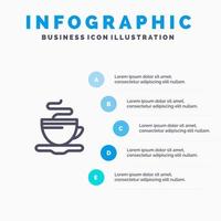 Tea Cup Coffee Hotel Blue Infographics Template 5 Steps Vector Line Icon template