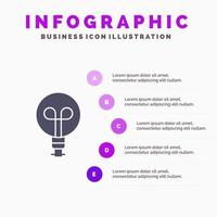 Bulb Light Design Solid Icon Infographics 5 Steps Presentation Background vector