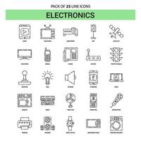 conjunto de iconos de línea electrónica 25 estilo de contorno discontinuo vector