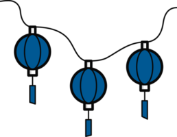 blå kinesisk lyktor. platt element för asiatisk dekoration sådan som ny år, festival och Semester. illsutration isolerat på transparent bakgrund. png