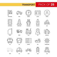 icono de línea negra de transporte 25 conjunto de iconos de esquema de negocio vector