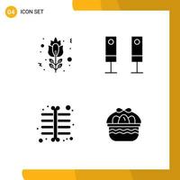 Set of Commercial Solid Glyphs pack for blossom ray rose sound basket Editable Vector Design Elements