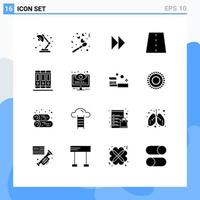 Pictogram Set of 16 Simple Solid Glyphs of books path control fast lines driveway Editable Vector Design Elements