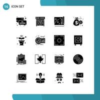 16 User Interface Solid Glyph Pack of modern Signs and Symbols of things iot file internet management Editable Vector Design Elements