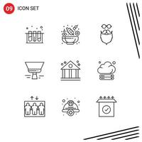 Pack of 9 Modern Outlines Signs and Symbols for Web Print Media such as business tool hipster paint brush brush Editable Vector Design Elements