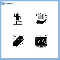 Universal Icon Symbols Group of 4 Modern Solid Glyphs of command discount manipulate data sale Editable Vector Design Elements