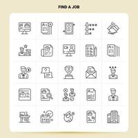 OutLine 25 Find A Job Icon set Vector Line Style Design Black Icons Set Linear pictogram pack Web and Mobile Business ideas design Vector Illustration