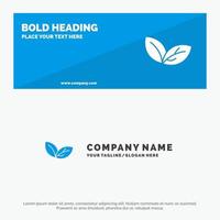 Growth Leaf Plant Spring SOlid Icon Website Banner and Business Logo Template vector