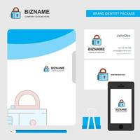 Lock Business Logo File Cover Visiting Card and Mobile App Design Vector Illustration