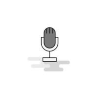 Microphone Web Icon Flat Line Filled Gray Icon Vector