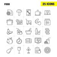 icono de línea de alimentos para impresión web y kit de uxui móvil, como comida de limón, fruta, salud, hamburguesa, bebida, comida rápida, paquete de pictogramas, vector