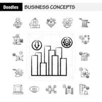 Business Concepts Hand Drawn Icons Set For Infographics Mobile UXUI Kit And Print Design Include Direction Board Board Direction Right Floppy Disk Cloud Collection Modern Infographic Logo an vector