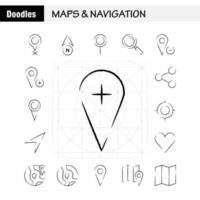 mapas y navegación paquete de iconos dibujados a mano para diseñadores y desarrolladores iconos de gps eliminar mapa mapas navegación brújula gps encabezado vector