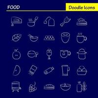 los iconos dibujados a mano de alimentos establecidos para infografías kit uxui móvil y el diseño de impresión incluyen olla cocinar comida tetera comida colección de comida logotipo infográfico moderno y vector de pictograma