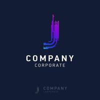 J company logo design with visiting card vector