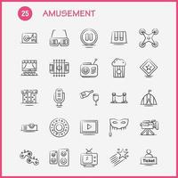 Amusement Hand Drawn Icon for Web Print and Mobile UXUI Kit Such as Ticket Sale Mane Cinema Drone Camera Video Media Pictogram Pack Vector