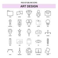 Art and Design Line Icon Set 25 Dashed Outline Style vector