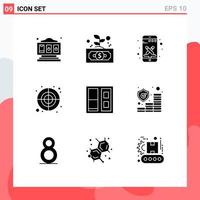 9 Universal Solid Glyphs Set for Web and Mobile Applications house target design shape circular Editable Vector Design Elements